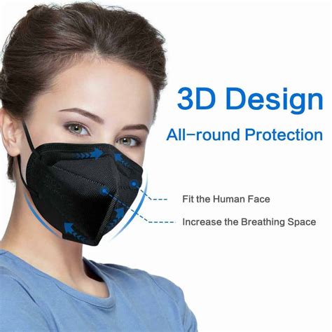 50100 Pcs Black Kn95 Protective 5 Layer Face Mask Bfe 95 Disposable Respirator Medical