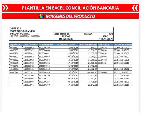Plantilla En Excel Conciliación Bancaria Bs 1299000 En Mercado Libre