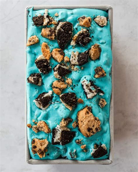 No Churn Cookie Monster Ice Cream Bake And Bacon