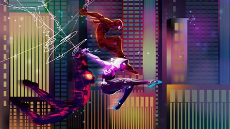 Hd Wallpaper Movie Spider Man Into The Spider Verse Gwen Stacy Miles Morales Wallpaper Flare
