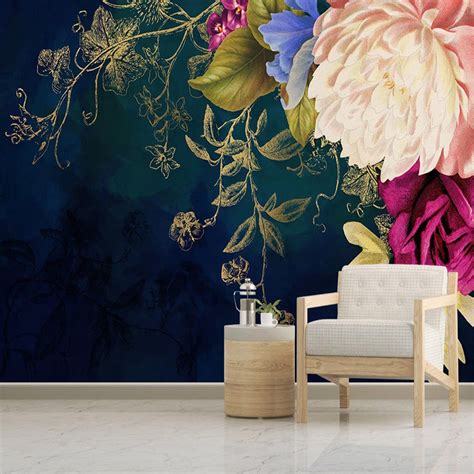 Custom Mural Wallpaper Pastoral Style Retro Rose Flowers Bvm Home