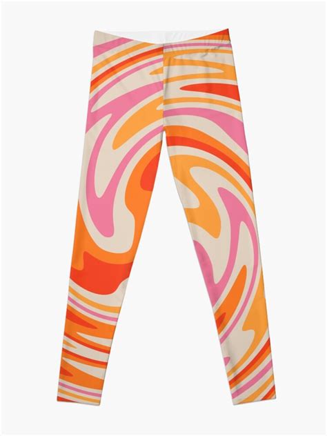 70s Retro Swirl Color Abstract Leggings For Sale By Trajeado14