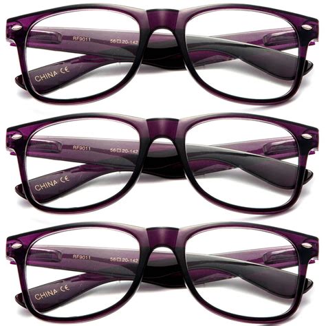3 pairs womens reading glasses oversized big frame dark purple 2 75