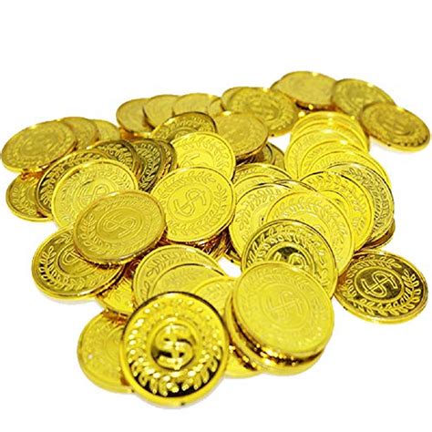 Tcotbe Pirate Gold Coins Plastic Set Of 100play Gold Treasure Coins