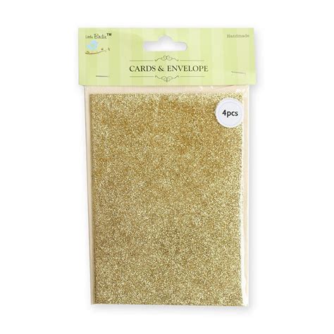 Little Birdie Glitter Cards And Envelopes Pack Of 4 Gold Amazon