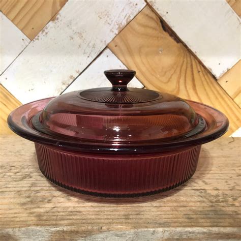 Vintage Corning Ware Pyrex Cranberry Or Purple Visions Glass Etsy