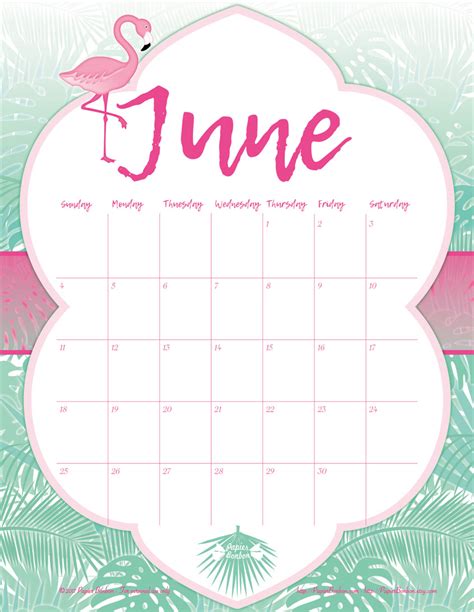 June Printable Calendar Papier Bonbon June Calendar Printable I