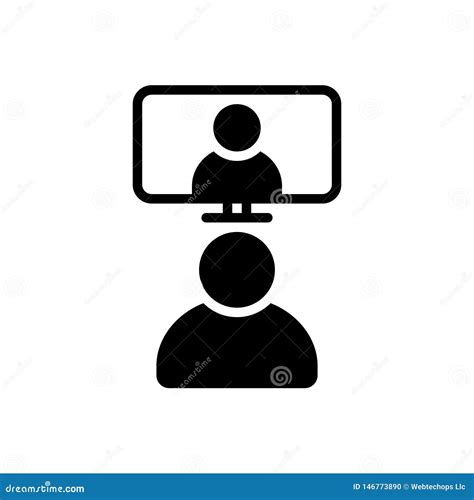 Black Solid Icon For Video Conference Call And Conversation Stock