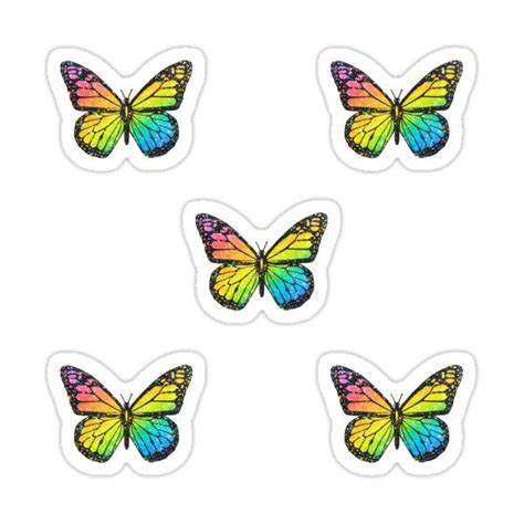 Four Different Colored Butterflies Sticker