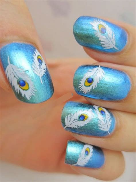40 Pretty Feather Nail Art Designs And Tutorials Styletic