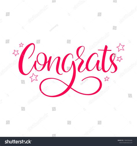 Congrats Hand Written Calligraphy Congratulations Greeting Stock Vector