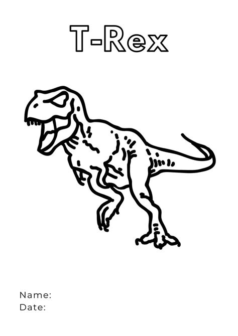 Easy T Rex Coloring Page Free Printable Templates