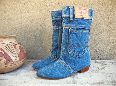Denim Pocket Boots Blue Jean Iconic 80s Fashion Town And Country Campers