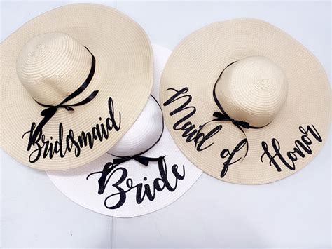 Sun Hat With Ribbon Bridesmaid Beach Hat Bride Floppy Beach Hat