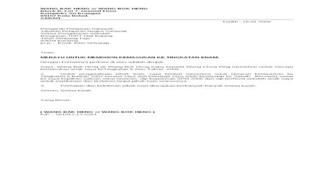 Contoh Surat Berhenti Sekolah Tingkatan 6  Contoh Surat Rasmi Berhenti