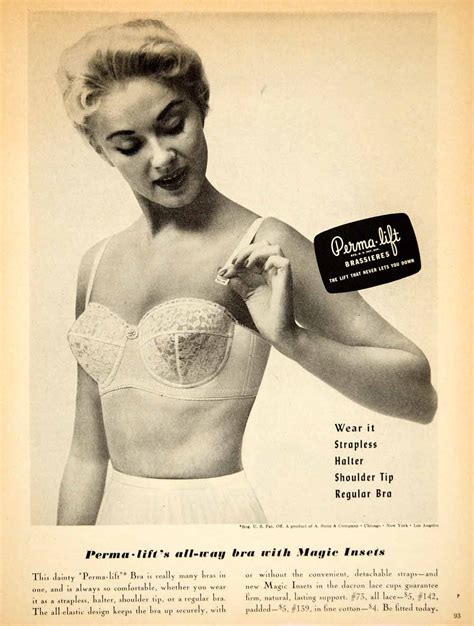 1956 Ad Vintage Perma Lift Brassiere Lace Bra Strapless Halter Underwe