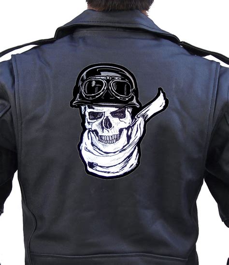 Reflective Biker Skull With Scarf And Helmet Patch Quality Biker Patches