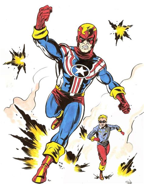 Simon And Kirbys Fighting American And Speedboy By Dannphillips Red