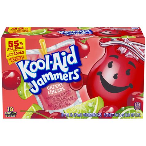 Kool Aid Jammers Cherry Limeade Naturally Flavored Soft Drink 10 Ct