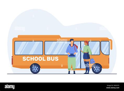 Girl Standing School Bus Stock Vector Images Alamy