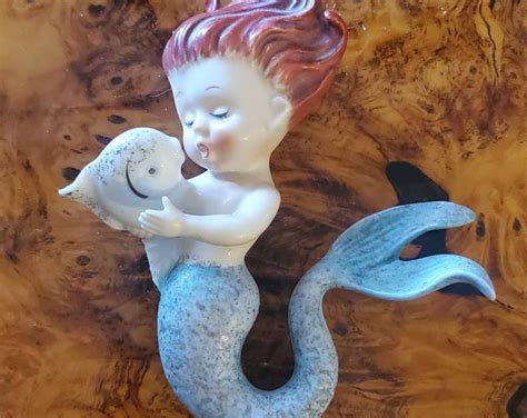Vintage Norcrest Ceramic Mermaid Fish Wall Plaque Figurine Etsy