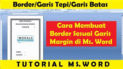 Cara Membuat Border Atau Garis Tepi Di Ms Word Sesuai Margin L