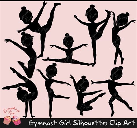 gymnast girl silhouettes clip art set etsy girl silhouette silhouette clip art clip art