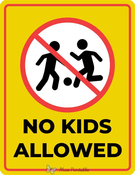 Printable No Kids Allowed Sign