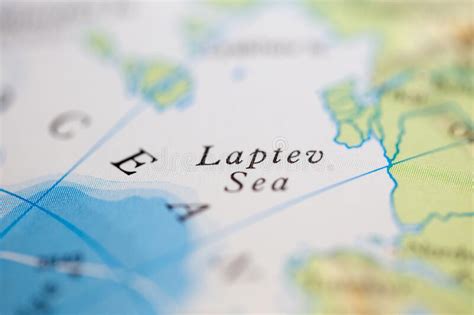 Shallow Depth Of Field Focus On Geographical Map Location Of Laptev Sea
