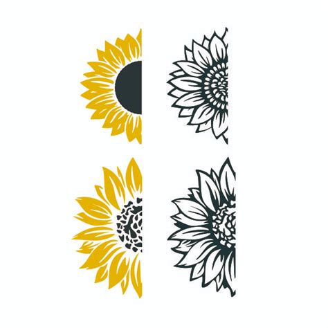 Svg File Free Half Sunflower Svg | Free SVG Cut Files. Create your DIY