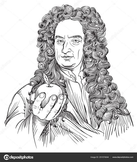 Isaac Newton Retrato En Línea Ilustración De Arte Ilustración De Stock