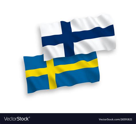 Flags Sweden And Finland On A White Background Vector Image
