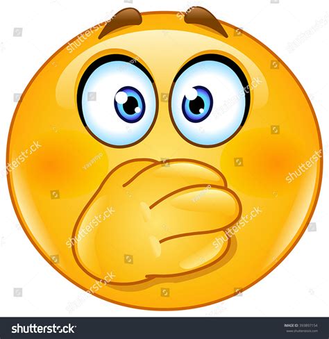 Smiling face with open mouth. Emoticon Covering His Mouth Hands Stock Vector 393897154 - Shutterstock