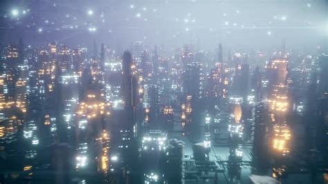Futuristic City At Night In The Fog By Flashmovie Videohive