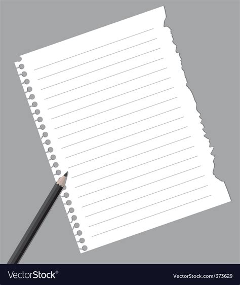 Notebook Paper With Pencil Royalty Free Vector Image