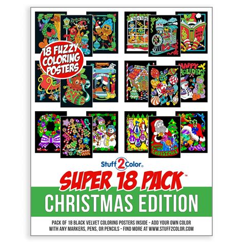 Super Pack Of 18 Fuzzy Velvet Coloring Posters Christmas Edition
