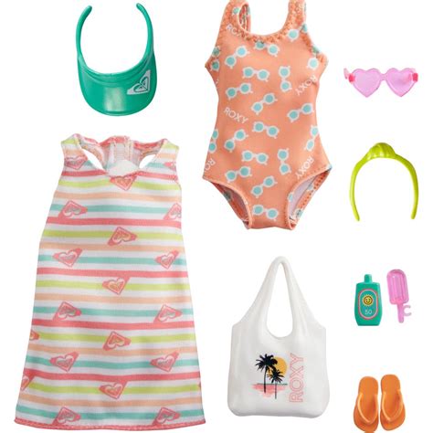 Barbie Storytelling Fashion Pack Inspired By Roxy Striped Dress Roxy Swimsuit And 7 Beach Themed