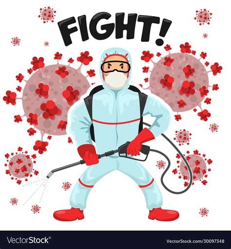 Man Fighting Against Corona Wuhan Virus Covid 19 Vector Image