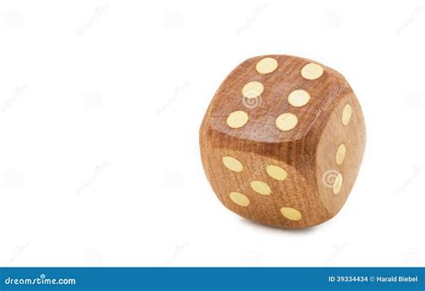 Single Wooden Dice Isolated On White Stock Photo Image Of Throw