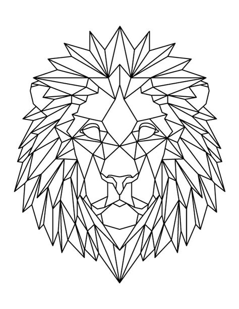 Printable Geometric Lion Head Coloring Page Geometric Lion Geometric