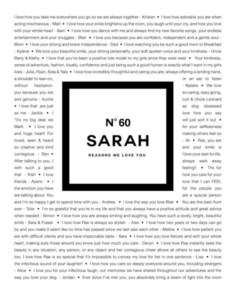 60 Things We Love About You 60 Things We Love About You Etsy