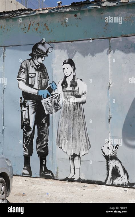 Graffiti By Banksy On The Wall Of Separation In Bethlehem From A