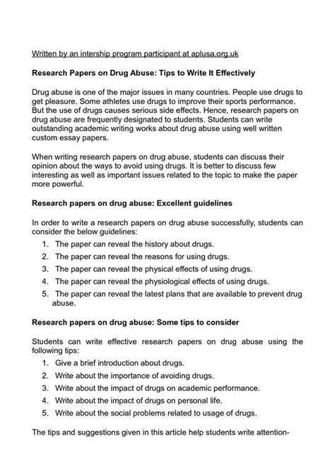 introduction of research paper about drug addiction