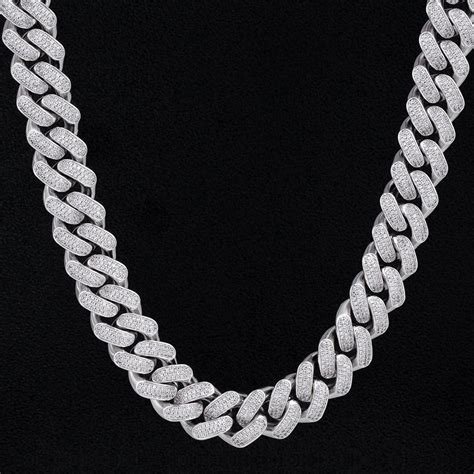 18mm Iced Out Diamond Cz Cuban Link Chain In White Gold For Men Krkcandco