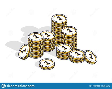 Vector hand money tree on white background. Cash Money Coin Stacks Isolated On White Background ...