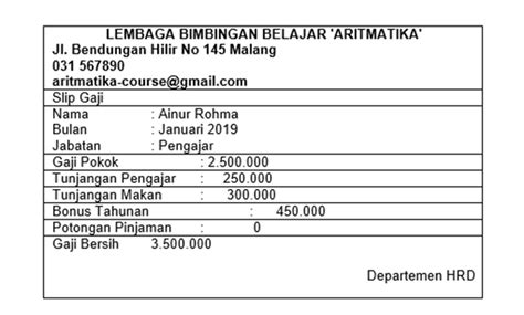 Surat Keterangan Penghasilan Bulan Terakhir Contoh Surat