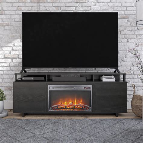 Ameriwood Home Carson Fireplace Tv Stand For Tvs Up To 65 Black Oak