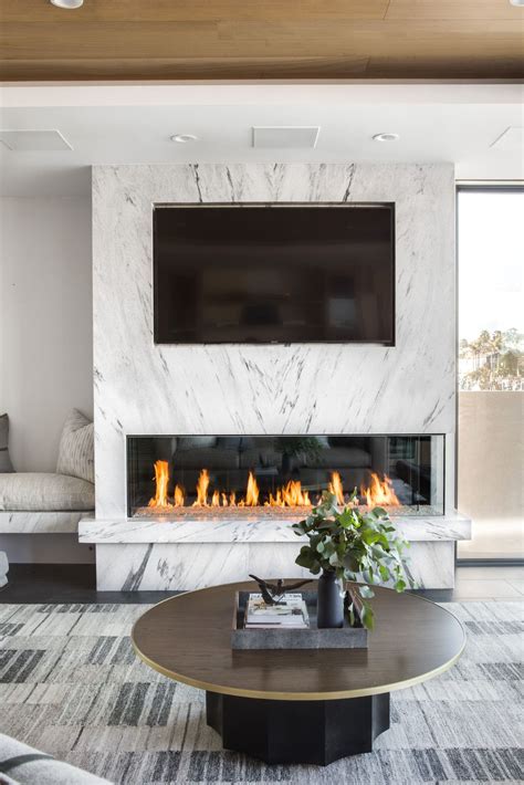All Marble Fireplace Surround With Inset Tv So Chic And Sophisticated