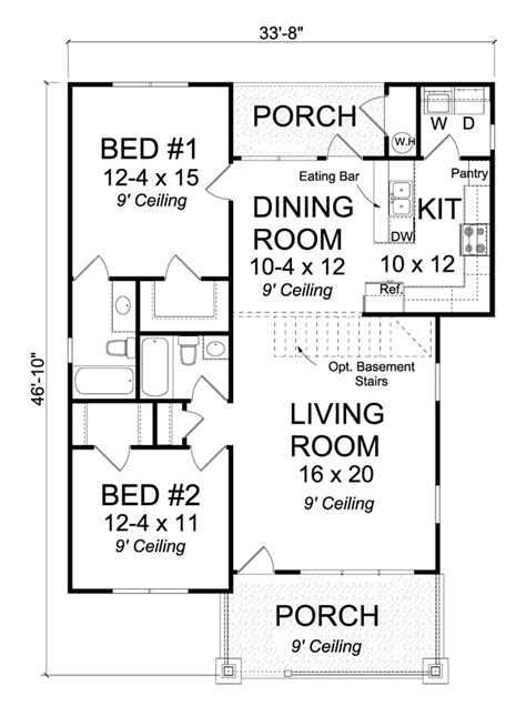 Cottage Style House Plan 2 Beds 2 Baths 1147 Sqft Plan 513 2084