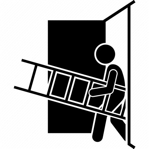 Carrying Door Going Ladder Man Through Walking Icon Download On
